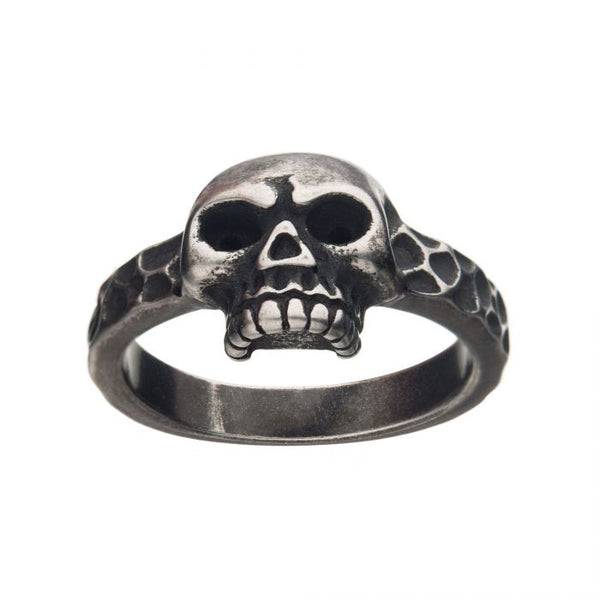Antiqued Stainless Steel Skull Ring