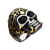 Load image into Gallery viewer, Oxidized Stainless Steel &amp; Gold IP Skull Ring