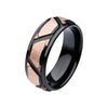 Load image into Gallery viewer, Rose Gold Plated &amp; Black Plated Patterned Design Polished Ring