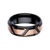 Load image into Gallery viewer, Rose Gold Plated &amp; Black Plated Patterned Design Polished Ring