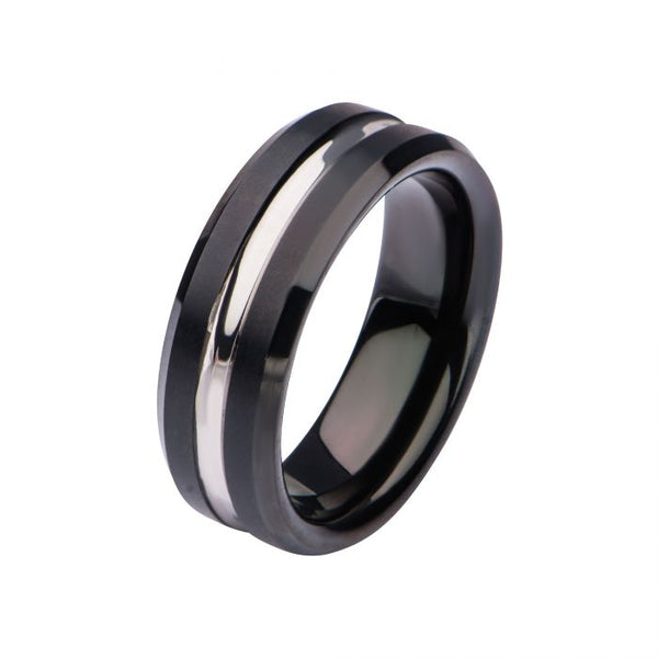Black Plated & Steel Nero Ring