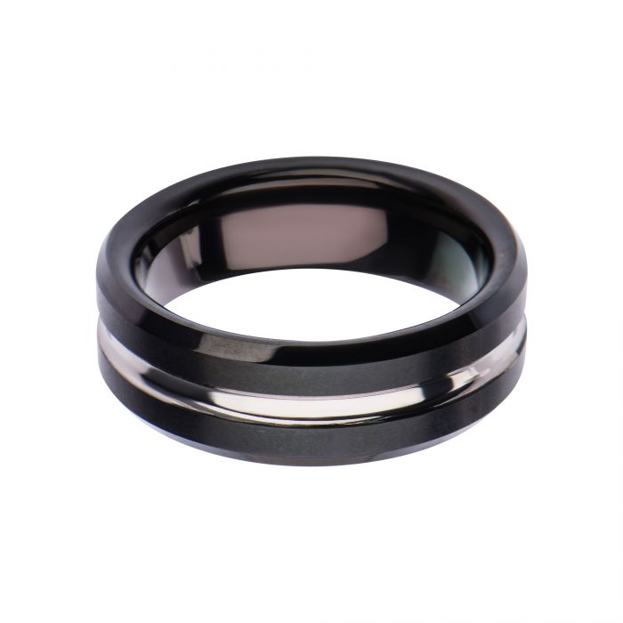 Black Plated & Steel Nero Ring