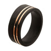 Load image into Gallery viewer, Solid Carbon with Inlayed Rose Gold Thin Lines Comfort Fit Ring
