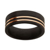 Load image into Gallery viewer, Solid Carbon with Inlayed Rose Gold Thin Lines Comfort Fit Ring