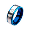 Load image into Gallery viewer, Steel and Blue Plated with Clear CZ Polished Ring
