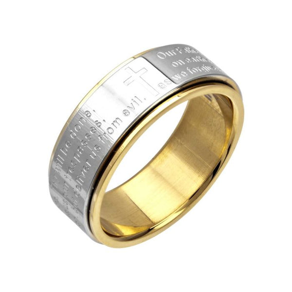 Gold Plated Center Lord's Prayer Spinner Ring