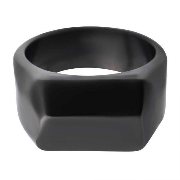 Matte Black Plated Finish Modern Geometric Engravable Ring