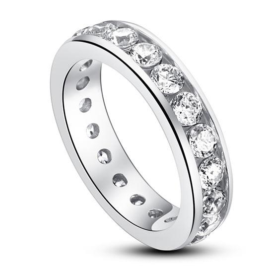 Channel Setting Created Diamond 925 Sterling Silver Eternity Band Wedding Annive