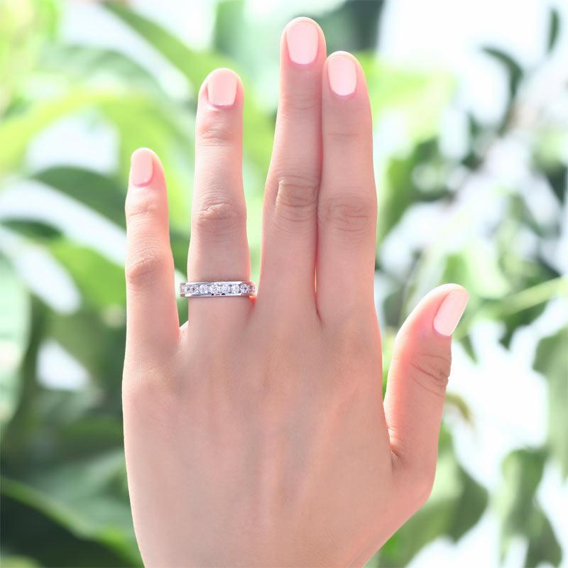 Channel Setting Created Diamond 925 Sterling Silver Eternity Band Wedding Annive