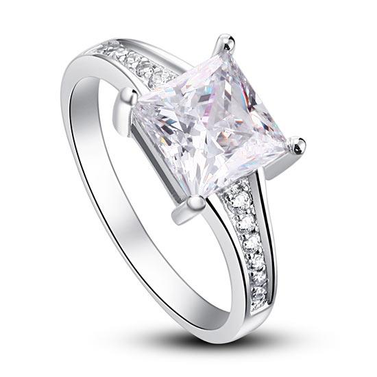 1.5 Ct Princes Cut Solid 925 Sterling Silver Wedding Promise Engagement Ring XFR