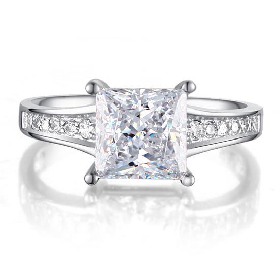 1.5 Ct Princes Cut Solid 925 Sterling Silver Wedding Promise Engagement Ring XFR