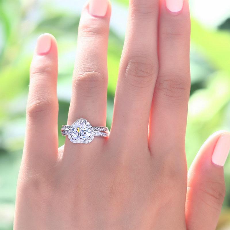 2 Carat Heart Cut Created Diamond 925 Sterling Silver Wedding Anniversary Ring X