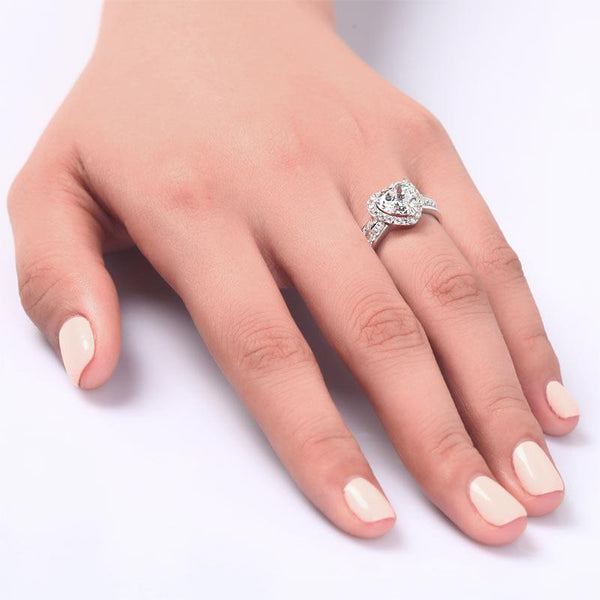 2 Carat Heart Cut Created Diamond 925 Sterling Silver Wedding Anniversary Ring X