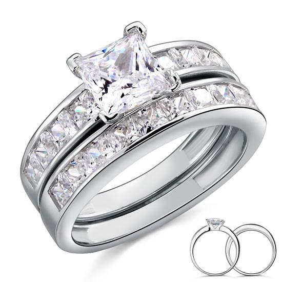 1 Ct Created Diamond 925 Sterling Silver Wedding Engagement Ring Set XFR8020