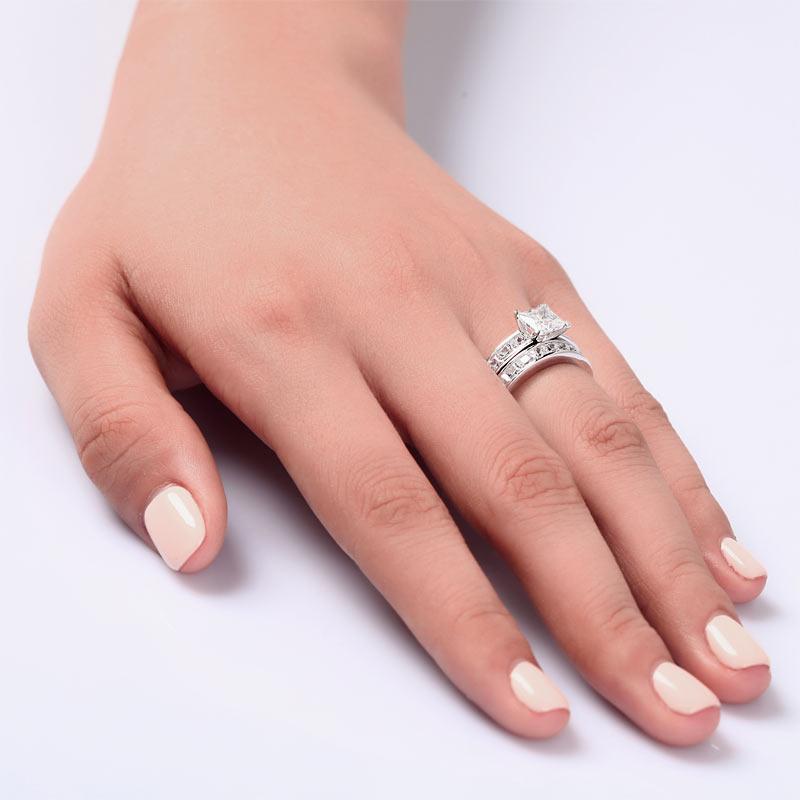 1 Ct Created Diamond 925 Sterling Silver Wedding Engagement Ring Set XFR8020