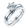 Load image into Gallery viewer, Sterling 925 Silver 1.25 Carat Created Diamond 2-Pc Ring Set 6 Claws XFR8031