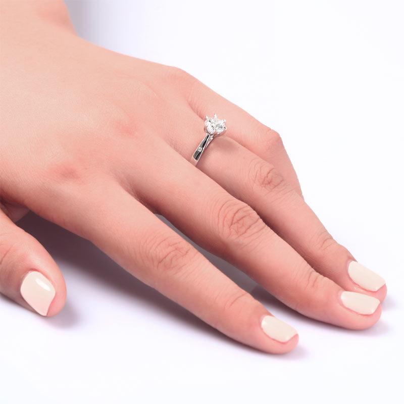 Sterling 925 Silver Created Diamond Wedding Engagement Ring XFR8032