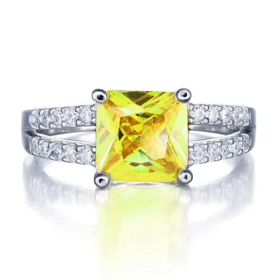 Yellow Canary Colour 2 Carat Created Diamond Sterling Silver 925 Ring XFR8033