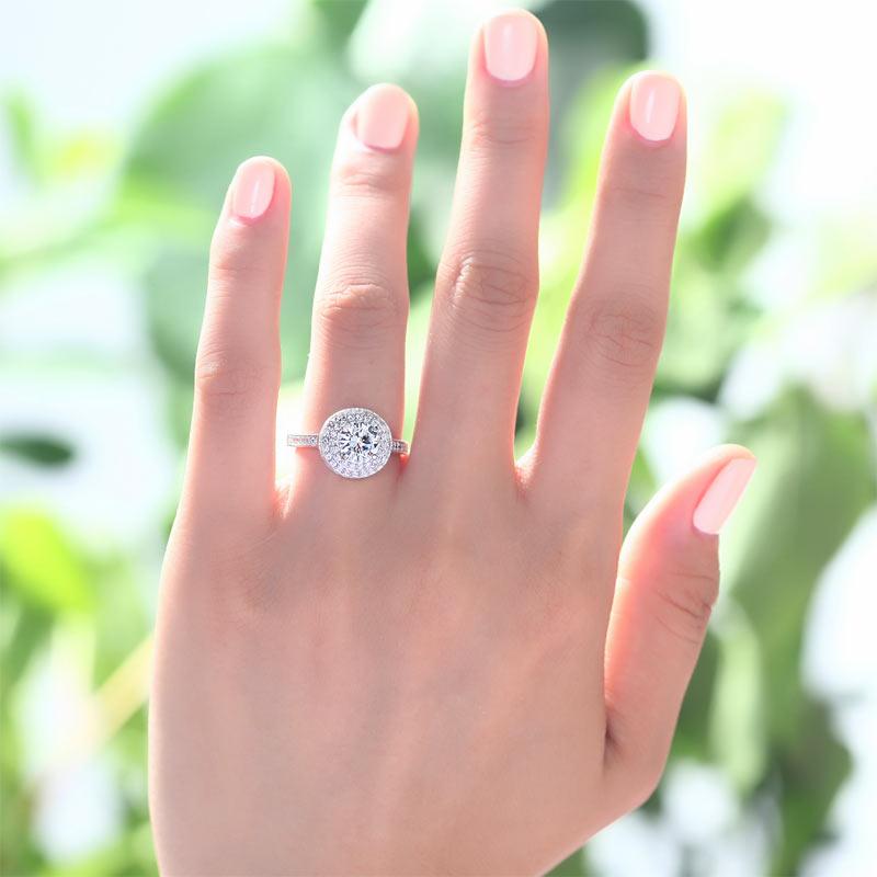 1 Carat Round Cut Created Diamond Wedding Engagement Sterling 925 Silver Ring XF