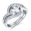 Load image into Gallery viewer, 1.25 Carat Created Diamond Bridal Engagement 2-Pcs Sterling 925 Silver Ring Set