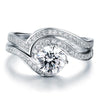 Load image into Gallery viewer, 1.25 Carat Created Diamond Bridal Engagement 2-Pcs Sterling 925 Silver Ring Set