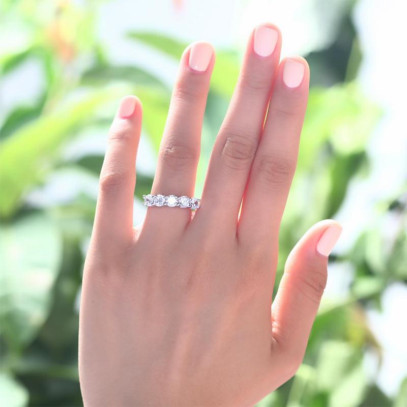 1.25 Carat Five Stone Created Diamond Solid Sterling 925 Silver Bridal Ring XFR8