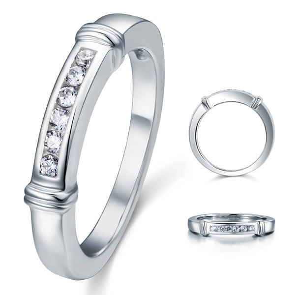 Channel Set Created Diamond Solid Sterling 925 Silver Wedding Ring XFR8044