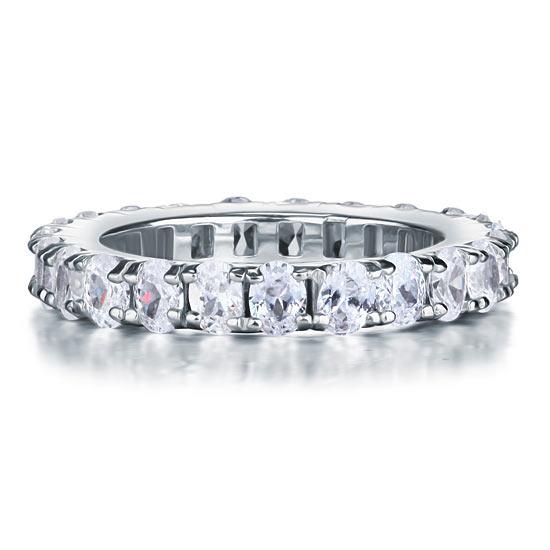 Oval Cut Eternity Solid Sterling 925 Silver Created Diamond Ring XFR8059