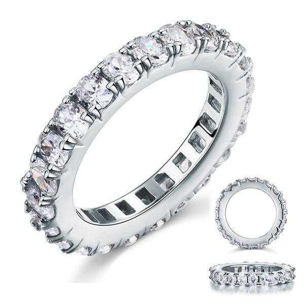 Oval Cut Eternity Solid Sterling 925 Silver Created Diamond Ring XFR8059