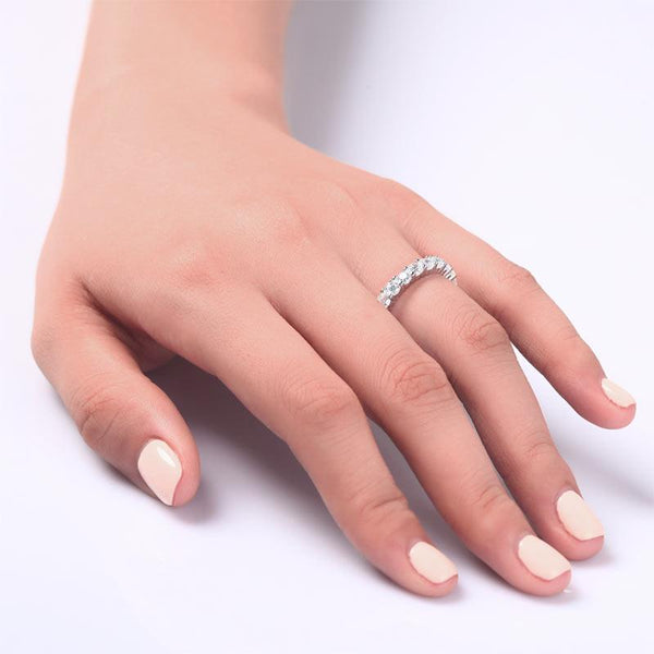 Solid 925 Sterling Silver Wedding Band Eternity Stacking Ring Jewelry Round Cut
