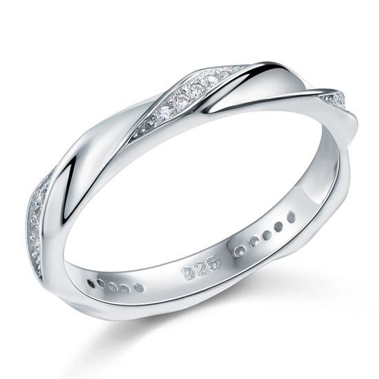 Created Diamond Solid Sterling 925 Silver Twist Ring XFR8064