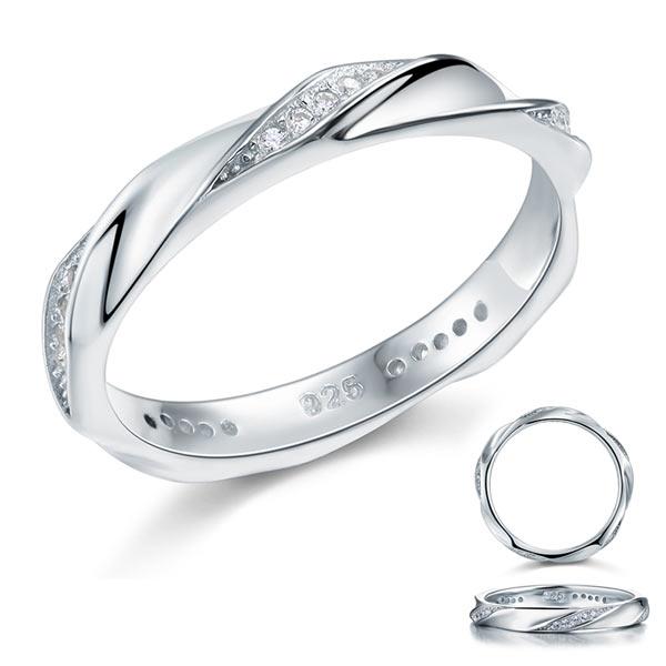 Created Diamond Solid Sterling 925 Silver Twist Ring XFR8064