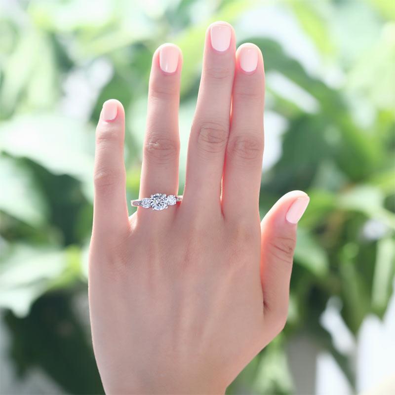 3 Stone Created Diamond Solid Sterling 925 Silver Ring XFR8065