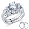 Load image into Gallery viewer, Created Diamond 2-Pc Solid Sterling 925 Silver Ring Set XFR8066