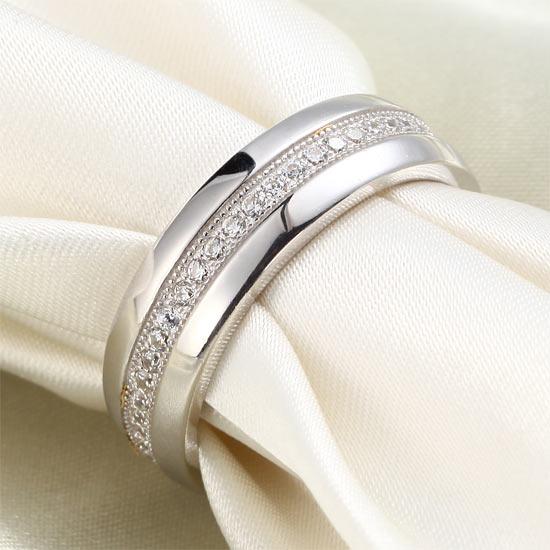 Men's Wedding Band Solid Sterling 925 Silver Created Diamond Ring XFR8068