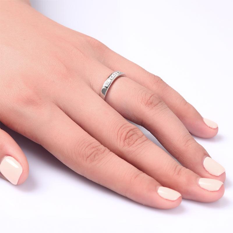 Channel Set Princess Cut Solid Sterling 925 Silver Ring XFR8071