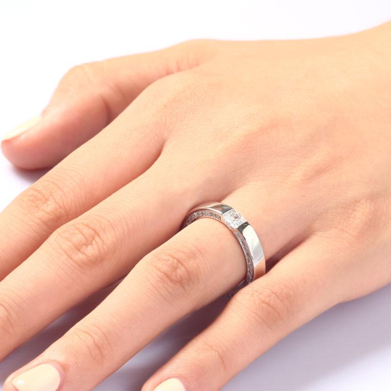 Princess Cut Created Diamond Solid Sterling 925 Silver Ring XFR8074