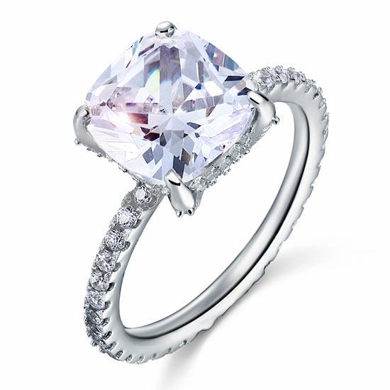 5 Carat Cushion Cut Created Diamond Solid 925 Sterling Silver Wedding Engagement