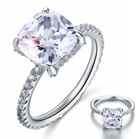 5 Carat Cushion Cut Created Diamond Solid 925 Sterling Silver Wedding Engagement