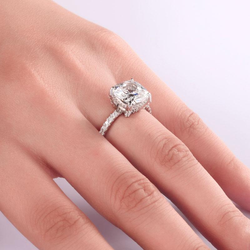 5 Carat Cushion Cut Created Diamond Solid 925 Sterling Silver Wedding Engagement