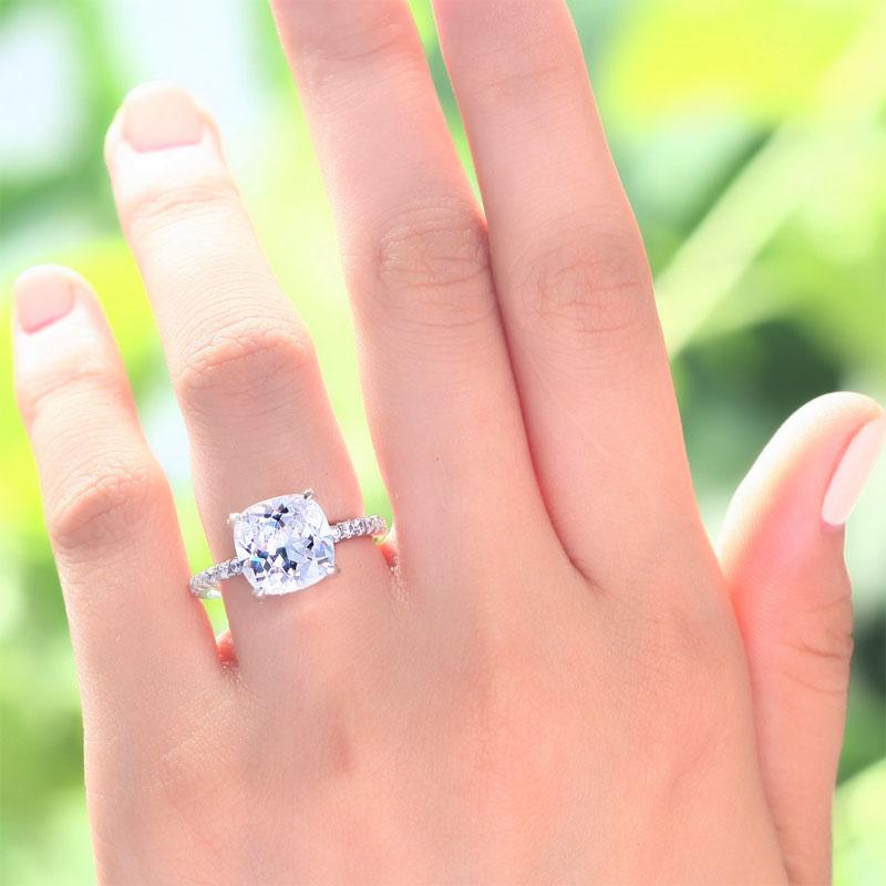 5 Carat Cushion Cut Created Diamond Solid 925 Sterling Silver Wedding Engagement