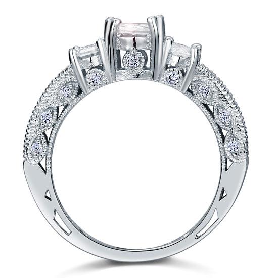 Vintage Style 2 Carat Created Diamond Solid 925 Sterling Silver Wedding Engageme