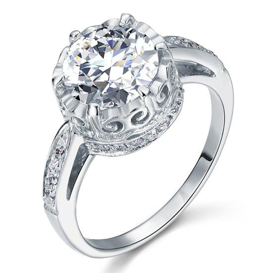 Vintage Style 2.5 Ct Solid 925 Sterling Silver Wedding Engagement Ring Jewelry X