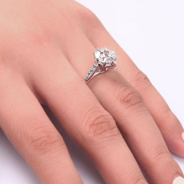 2 Carat Round Cut Ring Solid 925 Sterling Silver Wedding Anniversary Engagement