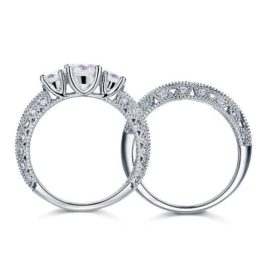 Vintage Style Victorian Art Deco 1.5 Carat Created Diamond Solid Sterling 925 Si