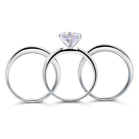 2 Ct Created Diamond 925 Sterling Silver Wedding Engagement Ring Set 3-Pcs XFR81