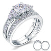 Load image into Gallery viewer, Vintage Style 1 Carat Created Diamond Solid Sterling 925 Silver 2-Pc Wedding Eng