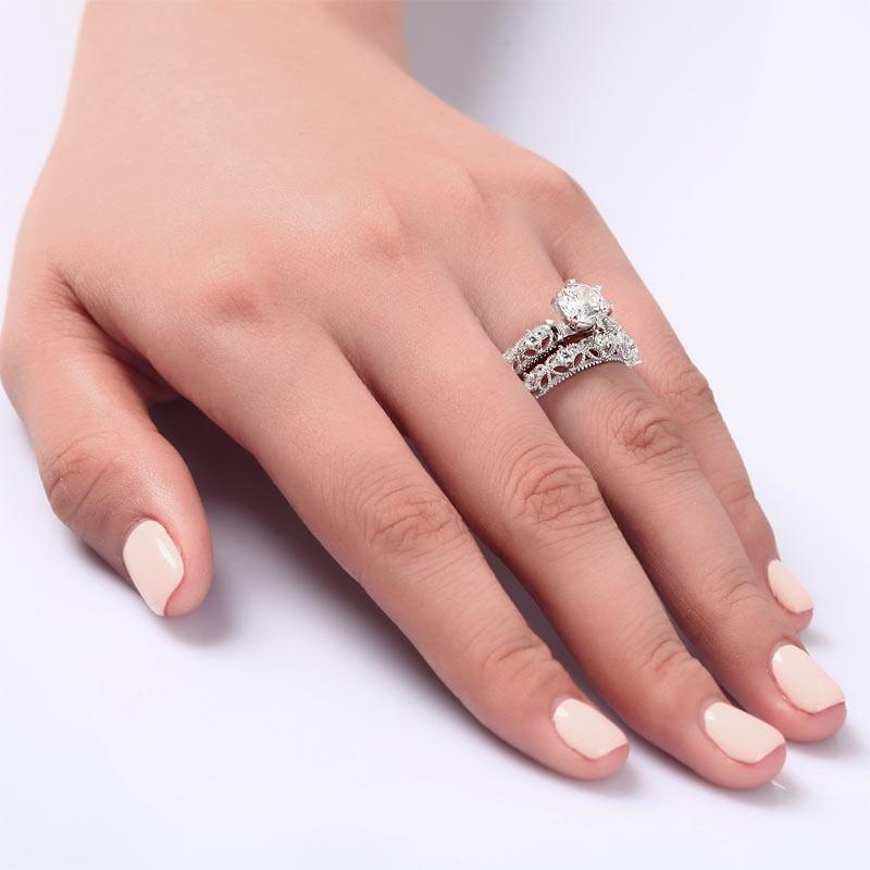 Vintage Style Victorian Art Deco 1.25 Carat Created Diamond Solid Sterling 925 S