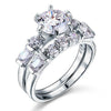 Load image into Gallery viewer, Vintage Style 2 Carat Created Diamond Solid Sterling 925 Silver 2-Pc Wedding Eng