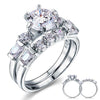 Load image into Gallery viewer, Vintage Style 2 Carat Created Diamond Solid Sterling 925 Silver 2-Pc Wedding Eng